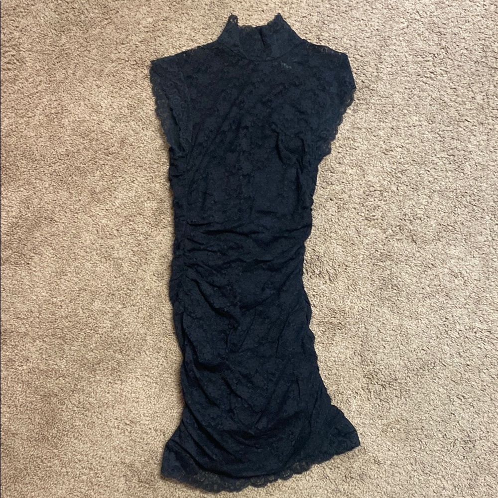 Twenty Blue Bodycon Midi Dress Mock Neck